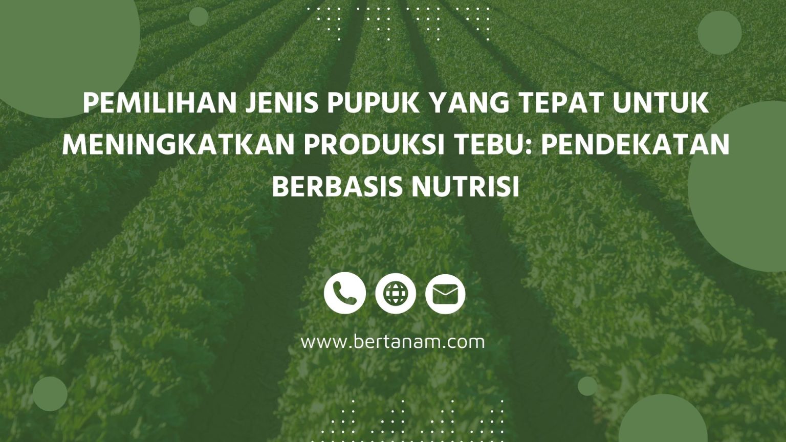 Pemilihan Jenis Pupuk Yang Tepat Untuk Meningkatkan Produksi Tebu ...