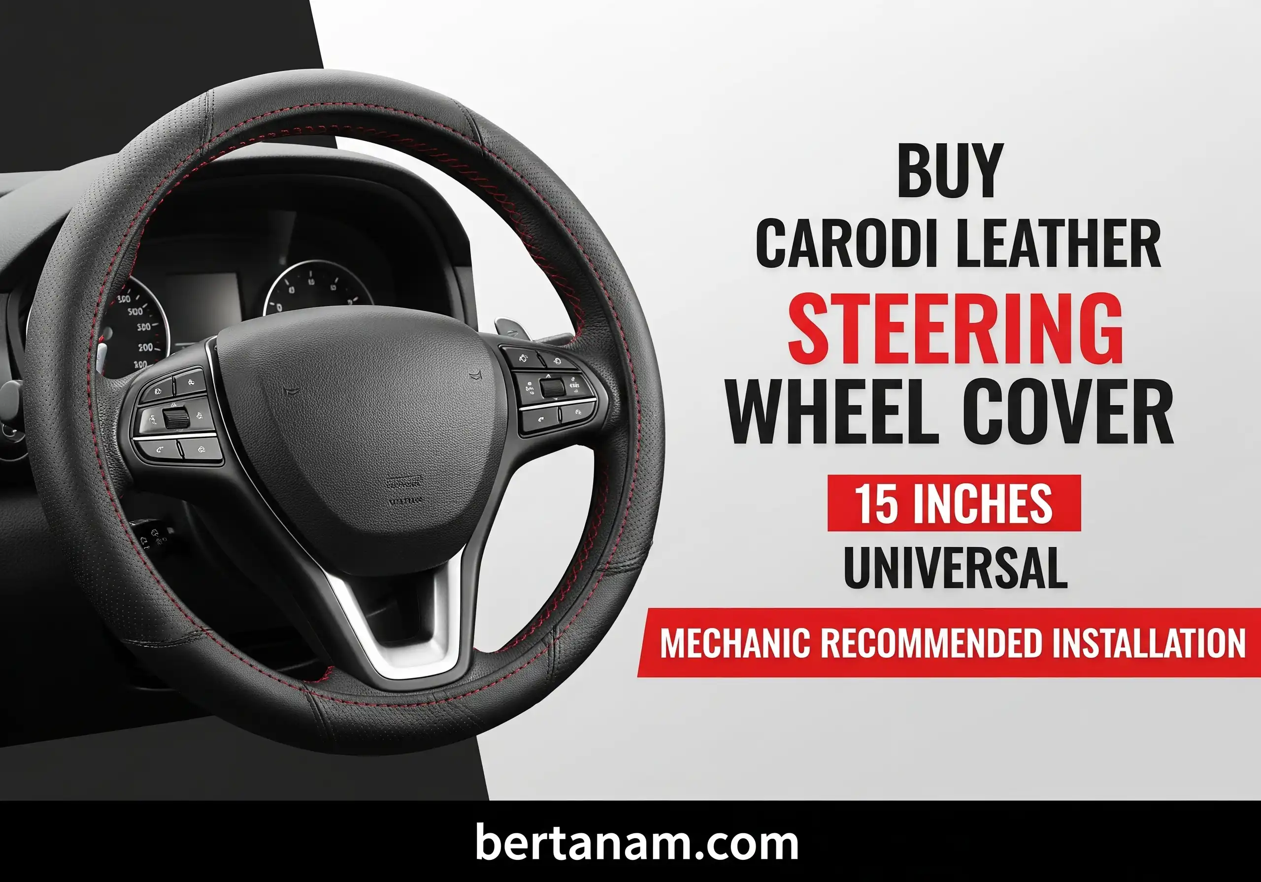 Buy Carodi Leather Steering Wheel Cover 15 Inches Universal Mechanic Recommended Installation