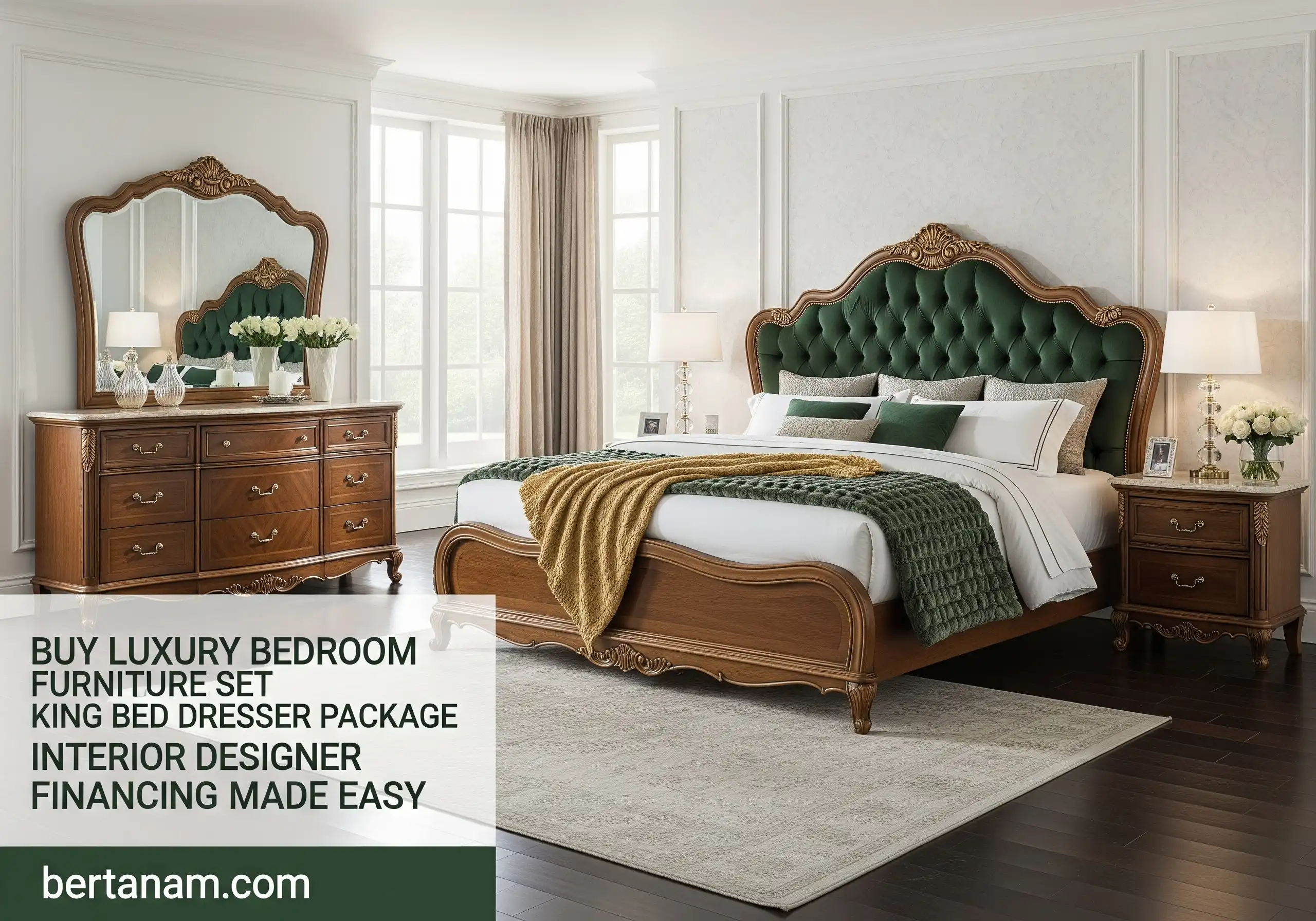 Buy Luxury Bedroom Furniture Set King Bed Dresser Package Interior Designer Financing Made Easy.765Z