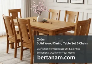 Order Solid Wood Dining Table Set 6 Chairs Craftsman Verified Discount Sale Price Exceptional Quality for Your Home