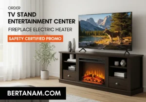 Order TV Stand Entertainment Center Fireplace Electric Heater Safety Certified Promo