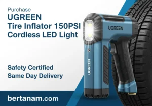 Purchase UGREEN Tire Inflator 150PSI Cordless LED Light Safety Certified Same Day Delivery